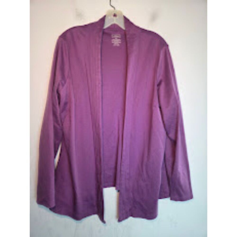 L.L.Bean Women Lavender Purple 100% Supima Cotton Open Cardigan size 1X